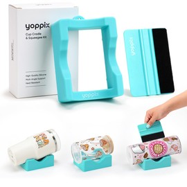 YOPPIX Silicone Cup Cradle, Cup Cradle for Tumblers with Felt Squeegee Use to Apply UV DTF Stickers/Apply Vinyl Stickers - Keep Tumblers in Place, Suitable for DIY Your Craft Gifts