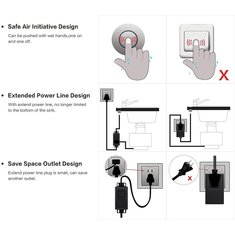 Garbage Disposal Air Switch Kit, Sink Top Waste Disposer On/Off