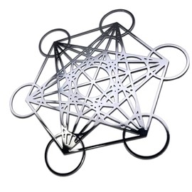 METAL ARTEM Metatron's Cube Copper Ornament– 4 Inch Silver-Plated Sacred Geometry Ornament, Ideal for DIY Projects and Spiritual Energy Decor