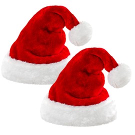 MERRYXMAS 2 x Santa Hat - Christmas Hat Red for - One Size - Adults & Children - for Christmas & Christmas Party & Christmas Market