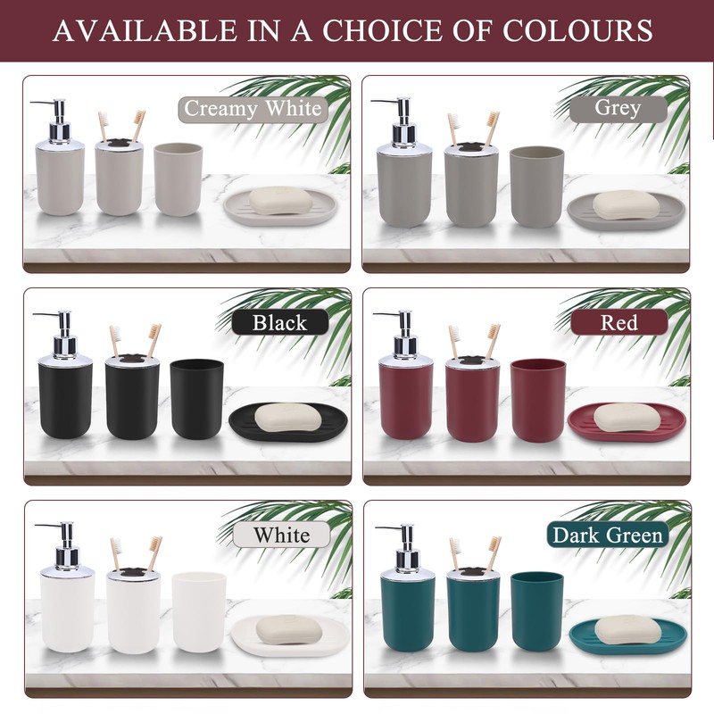 4 Piece Bathroom Accessories Set, Plastic Bathroom Accessory Set, Toothbrush