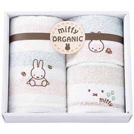 Nishikawa 228725909 Miffy Towel Gift Set, 8.7 x 9.8 x 2.4 inches (22 x 25 x 6 cm), Washable, 100% Cotton, Organic Cotton, Made in Japan