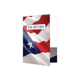 LUXPaper 9" x 12" Tax Return Folders | Two Pocket | Patriotic American Flag | 120lb. Cover | 100 Qty