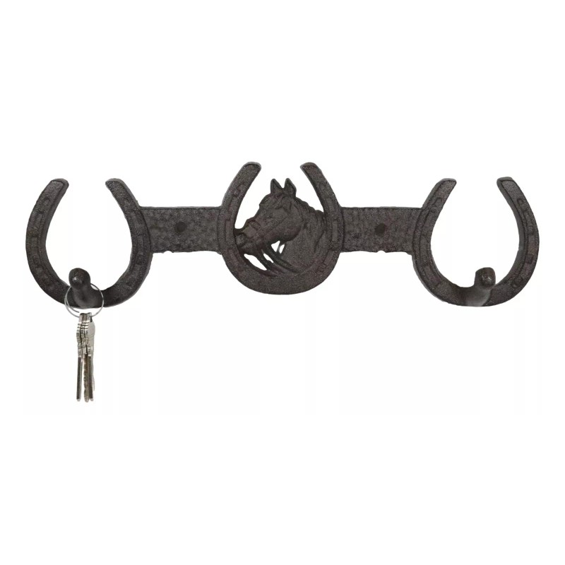 Ebros Gift Rustic Western Horse Head With 3 Horseshoes Lucky