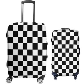 VortexQ6 Black and White Checkered Luggage Protector Suitcase Cover for Wheeled Suitcase, Dustproof and Scratchproof Protective Cover, Travel Bag & Suitcase Accessories
