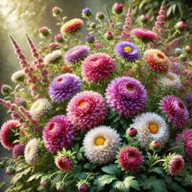 22Day Seeds: Seeds Aster Pompon Mix/Annual Flowers