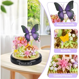Flower Bouquet Building Kit for Adults, Animals Flowers 582 PCS Botanical Collection Mini Building Blocks Set, Valentine's Day for Her Mom Women Wife Girlfriend