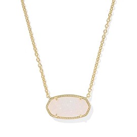Kendra Scott Elisa Statement Short Pendant Necklace in Iridescent Drusy, 14k Gold-Plated Brass, Fashion Jewelry for Women