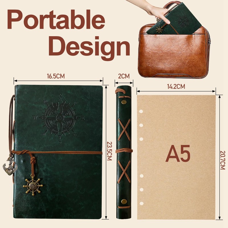 Joy & Inspiration PU Leather Notebook A5 Green Diary Refillable