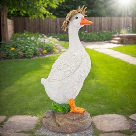 Noegrus Realistic Duck Statues, Funny Duck Fence Decoration, Resin Duck Decor, Outdoor Animal Statue, Duck Sculpture, Perfect for Home Garden Stairs, Farm, Patio, Backyard (11.6 in)