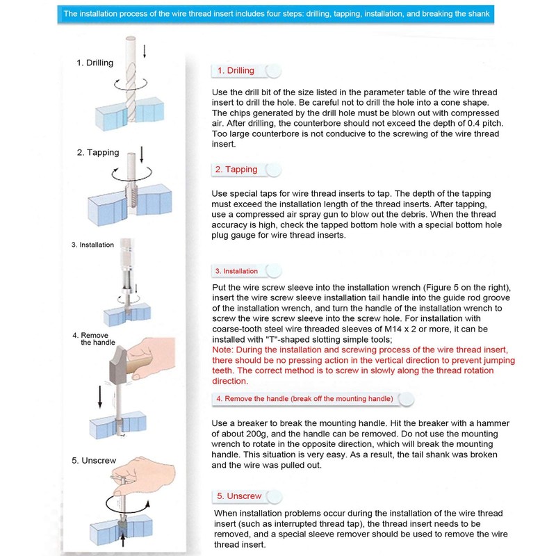 10Pcs Thread Inserts, M16x1.5 Male Female Reducing Nut Repair Tool