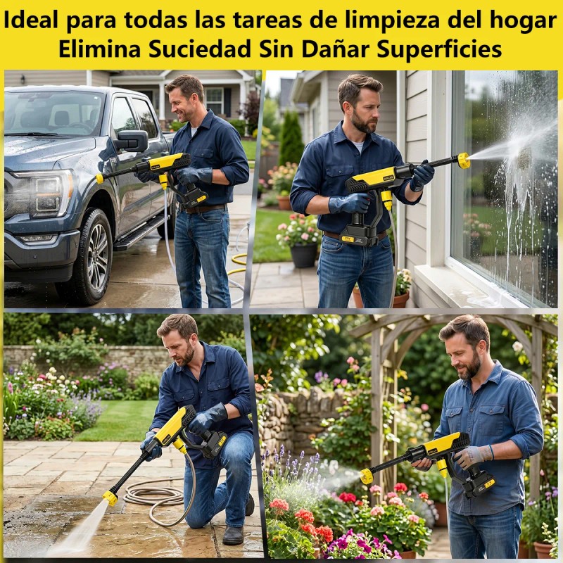Hidrolavadora Eléctrica Inalámbrica 6 En 1 Para Autos Hirlan