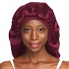 Awefeel Large Braids Satin Bonnet Jumbo Sleep Cap Red