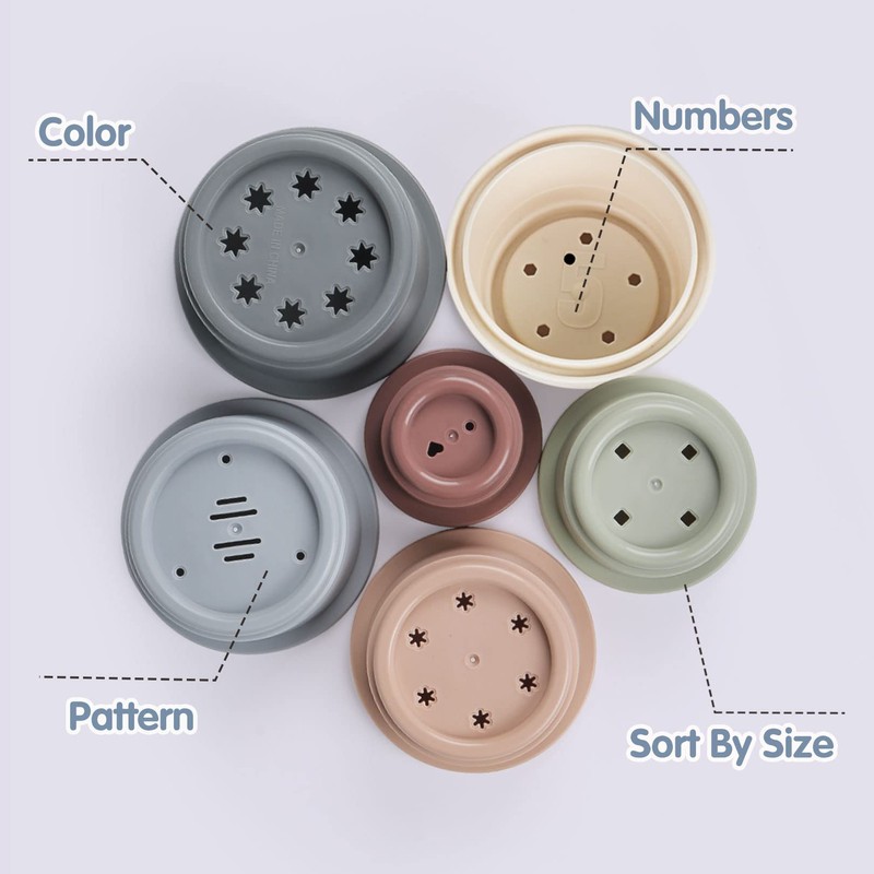 Stacking Cups Baby Toy 6-12 Months, Toddler Nesting Playset for
