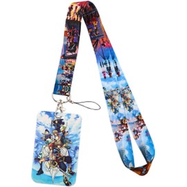 Kingdom Fantasy Hearts Characters Themed Lanyard w/ID Holder Keychain