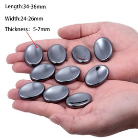 Nupuyai Hematite Worry Stone Thumb Stone Gemstone Oval Concave Healing Stone Chakra Crystal Pocket Stone Energy Stone for Meditation Massage