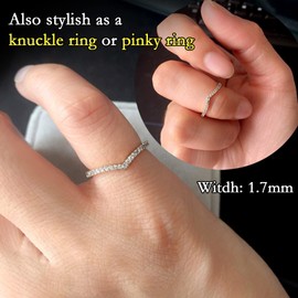 Silvora Thin Band Rings for Mom Size 10, Polishing Sterling Silver Wish Bone Thumb Ring Eternity V Shaped Finger Jewelry for Ladies