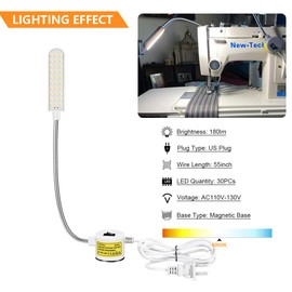 Amazing Power Sewing Machine Light LED Flexible Gooseneck Work Lamp with Magnetic Mount Base for Workbench Lathe Drill Press