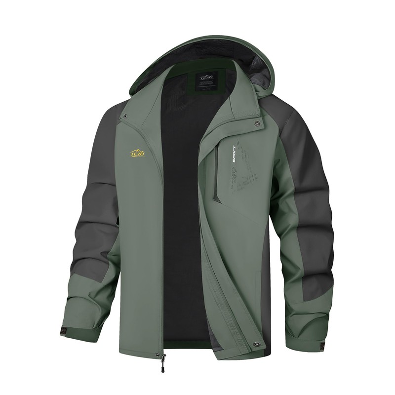 TEZO TEZO Mens Rain Jacket Waterproof with Hooded Hiking Coat