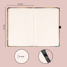 NOTIQUE Lined Notebook with Elastic Band, 13 x 21 cm, Approx. A5, Designer Hardcover Notebook, Notepad, Journal, Diary for Adults, Women (Gustav Klimt