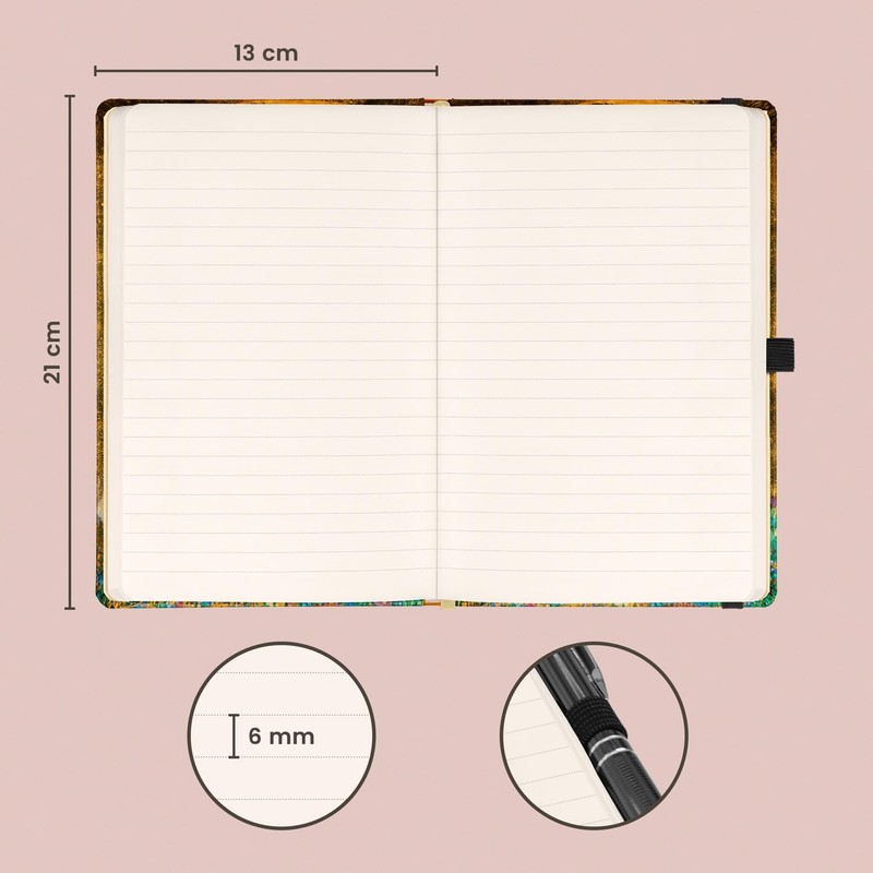 NOTIQUE Lined Notebook with Elastic Band, 13 x 21 cm,