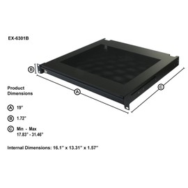 Penn Elcom EX-6301B 19 Inch Rack Mountable Vented Laptop/Tablet Drawer with Foam Wrist-Pad Support, Key Lock and Rear Cable Access