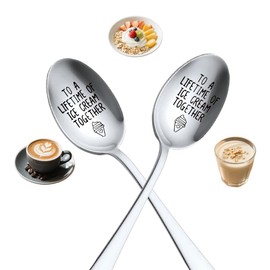 Engagement Gift Spoons for Husband Boyfriend Wedding Anniversary Birthday Gifts for Wife Girlfriend Ice Cream Spoons Gifts for Ice Cream Lover Couples Scoops for Fiancee Fiance 2 pcs