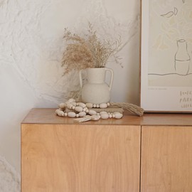 RUIRUICO Wood Bead Garland with Tassels, Blessed Decor with Wooden Cross, Decorative Beads Home Decor, Beaded Cross Decor (48 Inches)