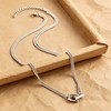 MAHONLIEN Silver Square Necklace for Men Stainless Steel Jewelry