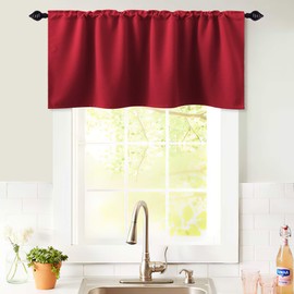 Christmas Curtains Valance for Kitchen Windows Decor Rod Pocket Blackout Curtain Valances for Living Room Bedroom Bathroom Decorations 52 x 18 Inch Length Dark Ruby Red