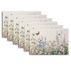 Wildflowers Placemats Set of 6,Flower Herbs Butterfly Spring Washable Linen