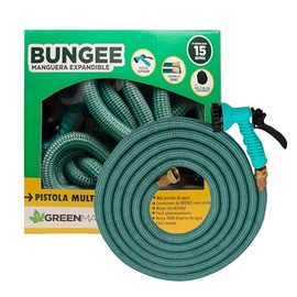 Green Market Manguera expandible de 5 mts a 15 mts. Manguera de Jardín Bungee expandible con pistola de aspersor. Manguera para riego de Jardín, baño 