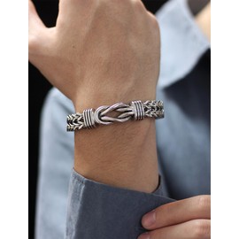 STARCHENIE Infinity Knot Bracelet for Men 316L Stainless Steel Double Layered Braided Franco Chain Bracelet