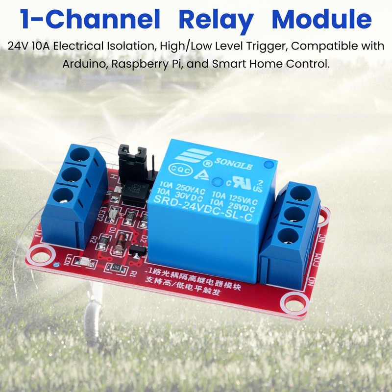 LAOMAO 24V 1-Channel Relay Module, 250VAC/10A, Optocoupler Isolation, High/Low Level