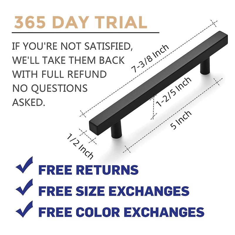 Ravinte 30 Pack 7.38'' Square Cabinet Pulls Matte Black Stainless