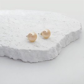 YING LAN Pearl Earrings for Women,AAA Freshwater Cultured Button Pearl Stud Earrings With 925 Sterling Silver Pink