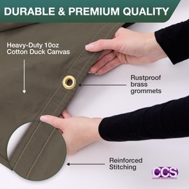 CCS Waterproof Canvas Tarp Cover – Heavy Duty Duck Cloth, Waxed Canvas Tarpaulin with Rustproof Brass Grommets for Camping, Construction, Equipment & Outdoor Use (Olive Drab, 8x12 Ft)