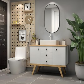 FARMER Oval Mirror Black, 24"x36" Oval Bathroom Mirror, Metal Frame Wall Mirror, Black Mirror, Wall Mounted Bathroom Vanity Mirror for Bedroom, Living Room, Entryway, Vertical or Horizontal