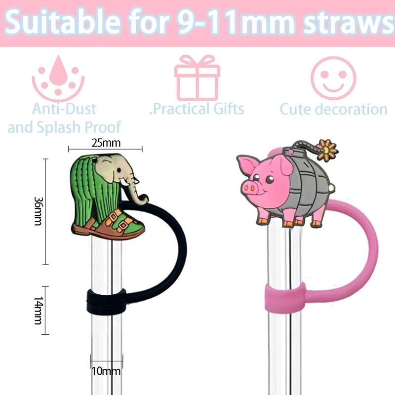 Italian Brainrot Straw Toppers, 24-Design Set — Fits 10 mm