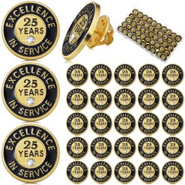 Ferreve 50 Pcs Year of Service Pin Employee Excellence Award Lapel Pin Performance Recognition Reward Anniversary (25 Year)