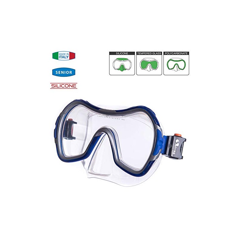 Salvas Win SR Men's Diving Mask blue transparent blau/silber Size:Senior