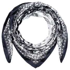 corciova 35 x 35 Black White Paisley Women Headband Silk Feeling Hair Scarf for Sleeping at Night Fashion Bandana Headscarf