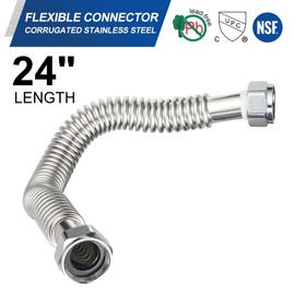 (Pack of 2) EFIELD 24-inch 1" FIP X 1" FIP Flexible Stainless Steel Corrugated Hose Connector for Water Heater, Water Softener,(HOSE042)
