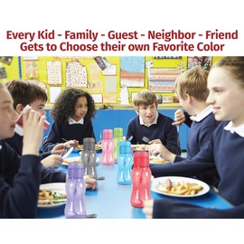 MILTON 8 pack 6 oz Kids Water Bottle for School Leak Free Flip Lid- Portable Small Sports Water Bottle for Adults Carry Strap Party Favors for Kids Treats Prizes Gifts Goodie Bag Stuffers Bulk Pack