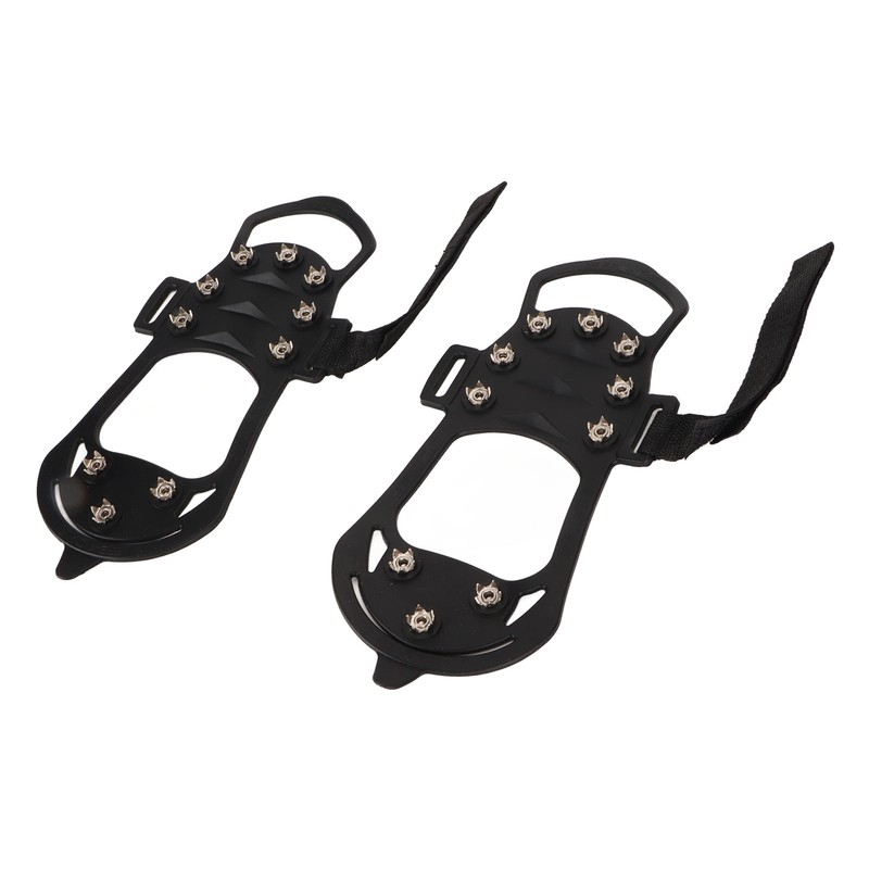 1pair Ice Cleats 10 Teeth Rubber Stainless Steel Foldable Anti