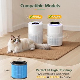 AP070B Replacement Filt-ers for Aircillin AP070A & AP070B Air Purifier, 4-in-1 High-Efficiency Air Filt-er with Activated Carbon, 2 Pack