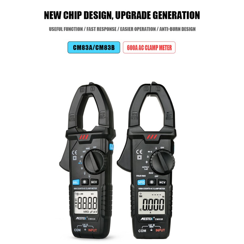 MESTEK Digital Clamp Meter 600A AC Current 600V AC/DC Voltage