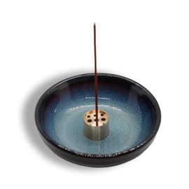 Pddyier Ceramic Incense Burner Holder for Sticks, Handmade Incense Cone Holder for Coil, Sage Cones, Ash Catcher, Smudge Bowl for Yoga Meditation Room Décor