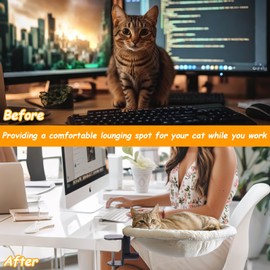 Vodolo Cat Desk Bed,Desk Cat Perch,Comfortable Soft Round Desktop Cat Bed for Cats up to 50 lbs, Table Mount Cat's Nest with Pet Mat,Office Work Deskcat Bed Perfect Cat Hammock Indoor Cat Accessories