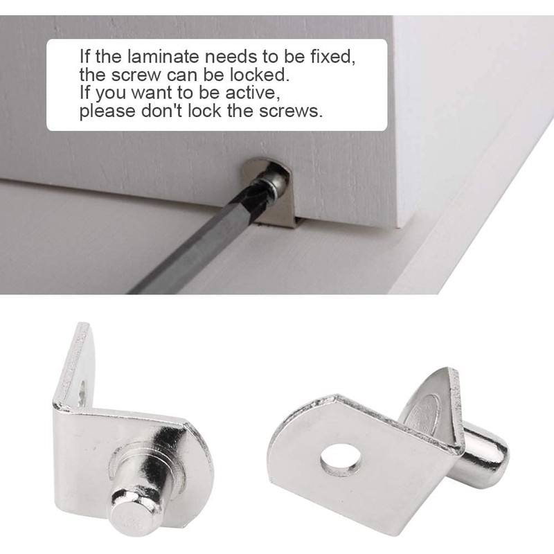 L-Shaped Support Shelf Bracket Pegs with Hole, Polished Nickel Steel